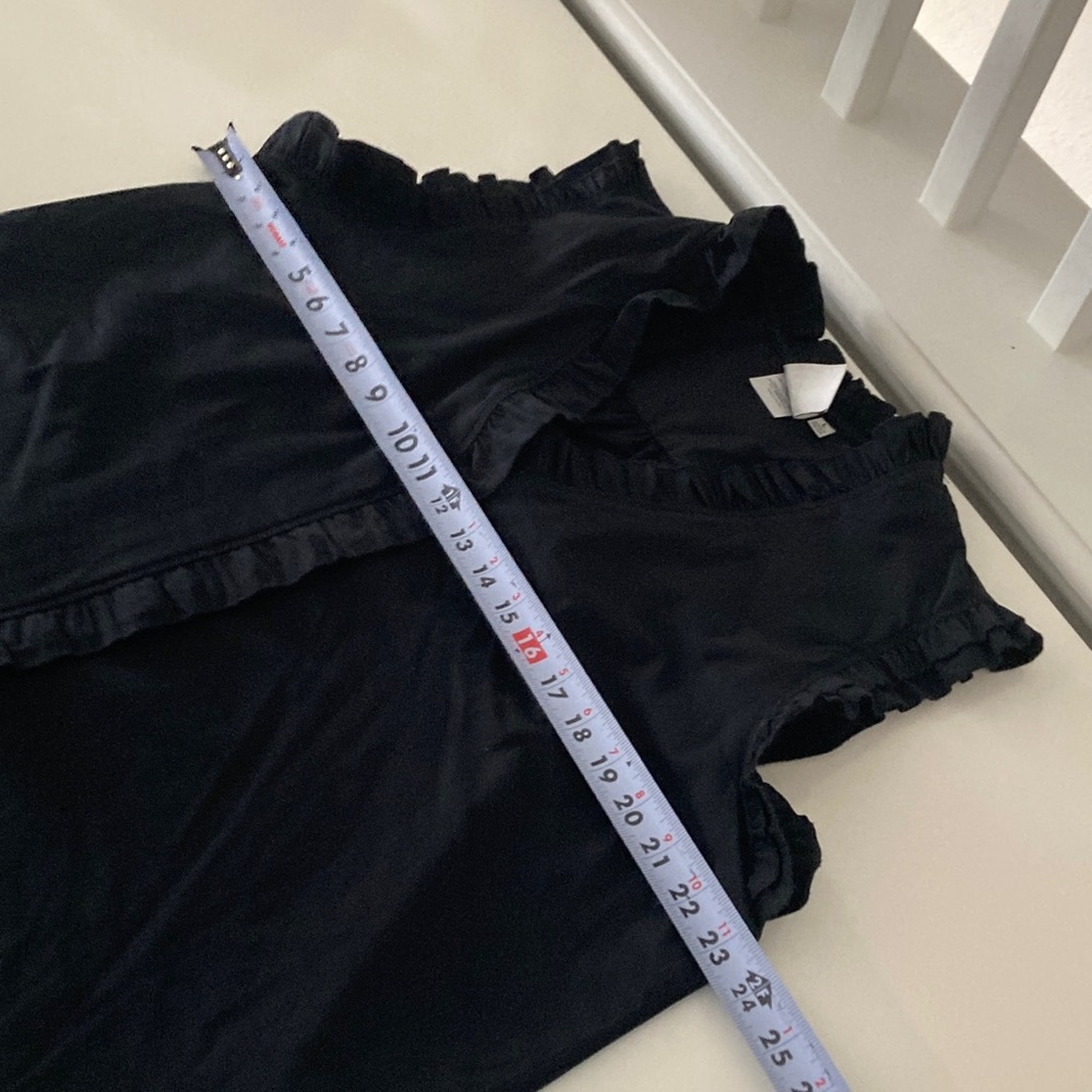 FINLEY Byrdee Sleeveless Silky Poplin Black Ruffled Top Black Size Large - Picture 8 of 9